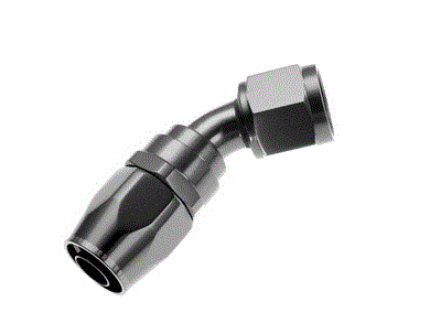 -10AN Swivel Seal 45 Degree Hose End - Black - Click Image to Close